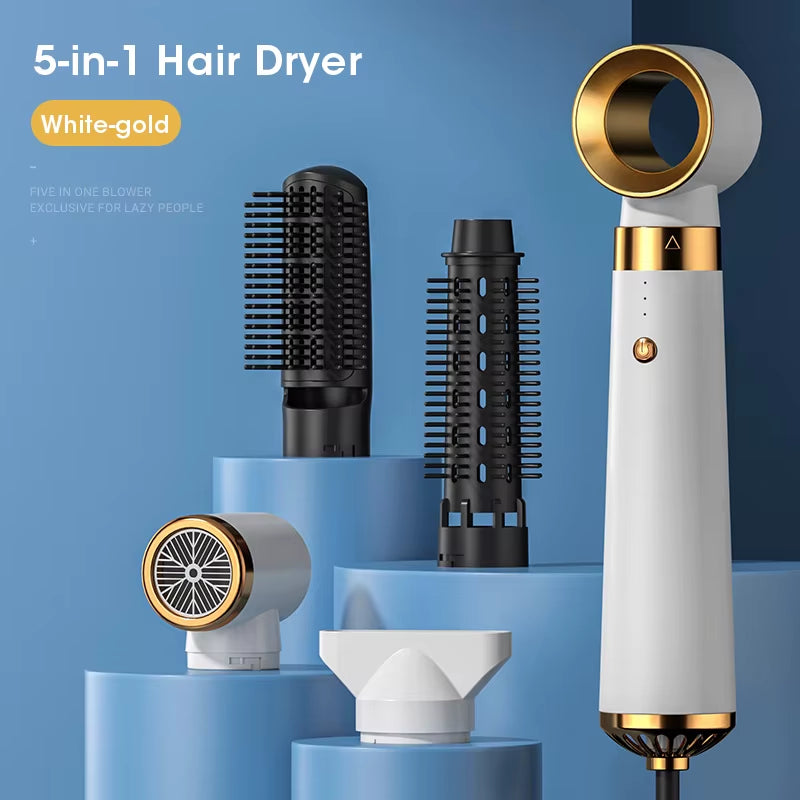 5 in 1 Hair Dryer Brush Hot Air Brush & Volumizer Styler Set with Interchangeable Brush Head Negative Ionic Blow Dryer