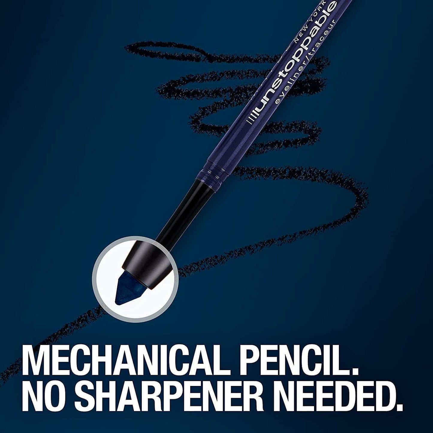 Unstoppable Waterproof Mechanical Black Eyeliner Pencil, Easy to Apply, Smooth Glide, up to 24 Hour Wear, Onyx
