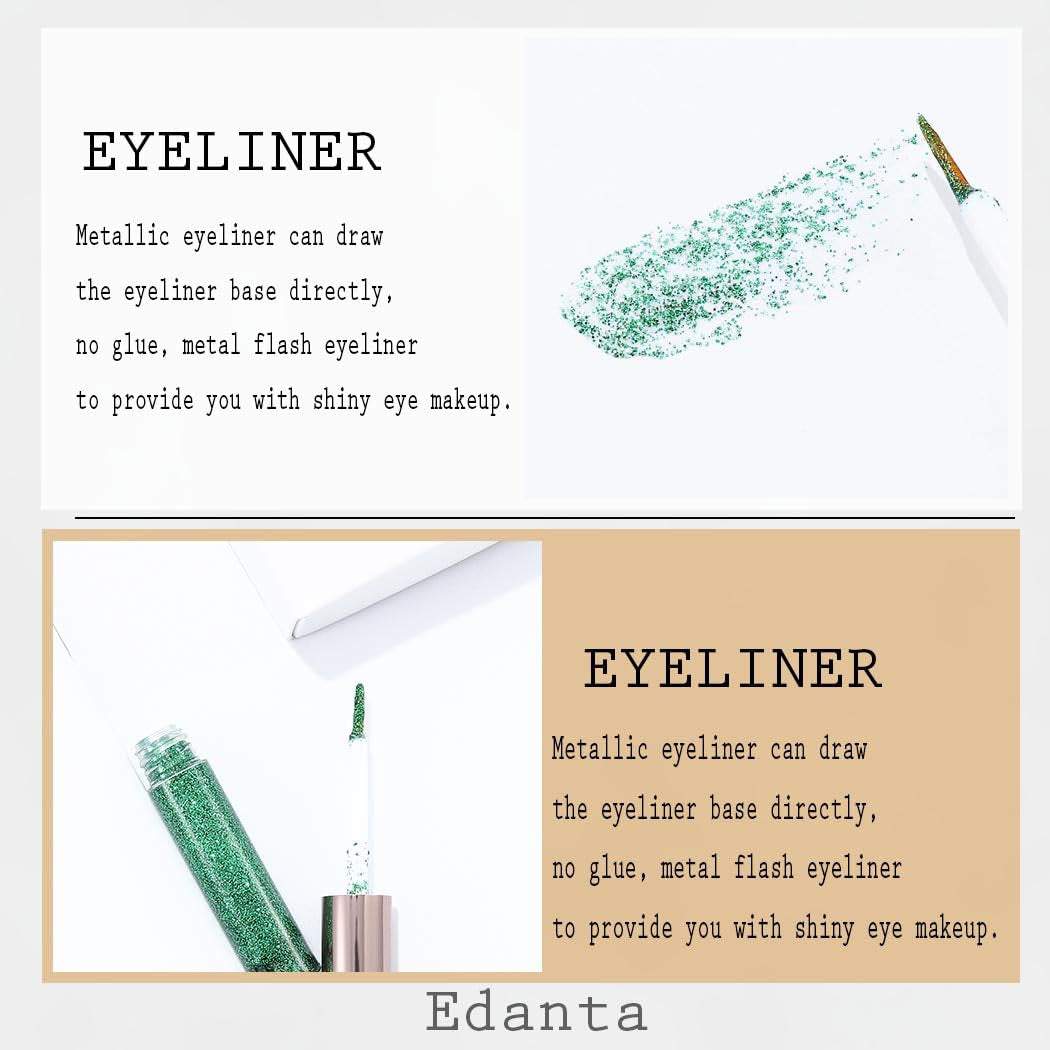 ta Glitter Liquid Eyeliner Shimmer Eye Liner Metallic Cosplay Eyeshadow Cosmetics for Women and Girls Pack of 1 (Green)