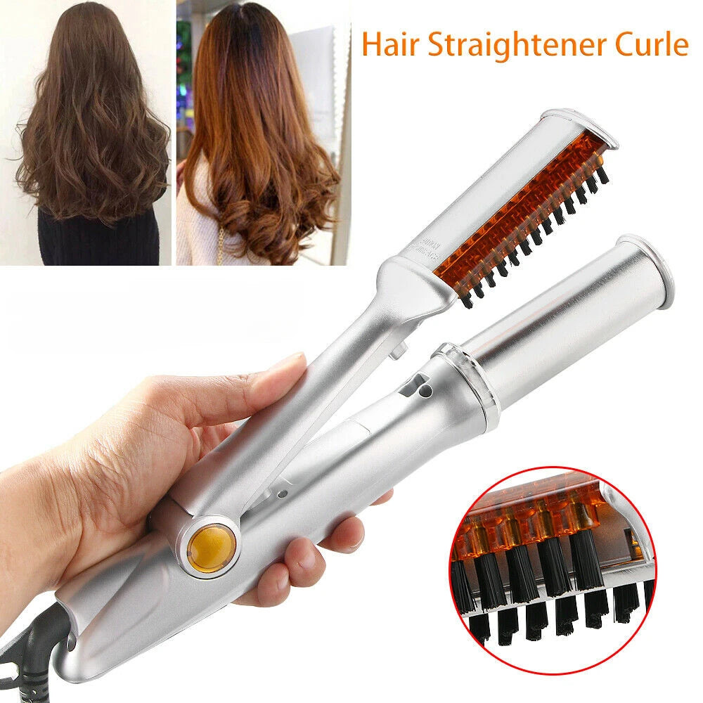 Professional Hairs Curler Straighter 2 in 1 Rotating Hair Brush Curler Styler Hair Styling Tools Curling Iron Straighting Brush