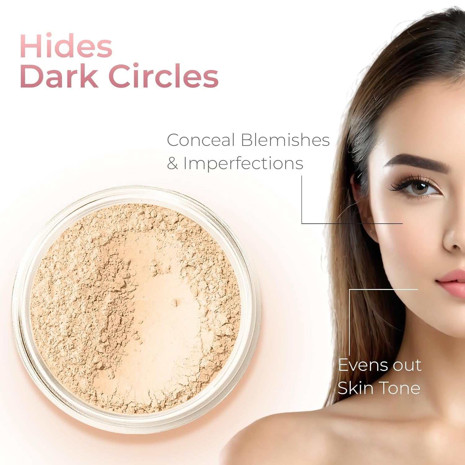 5Pc KIT W/Face BRUSH (PINK BISQUE) Mineral Makeup Kit Set Full Size Powder Bare Skin Matte Foundation