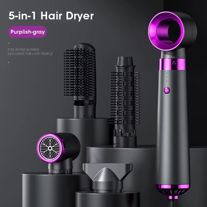 5 in 1 Hair Dryer Brush Hot Air Brush & Volumizer Styler Set with Interchangeable Brush Head Negative Ionic Blow Dryer