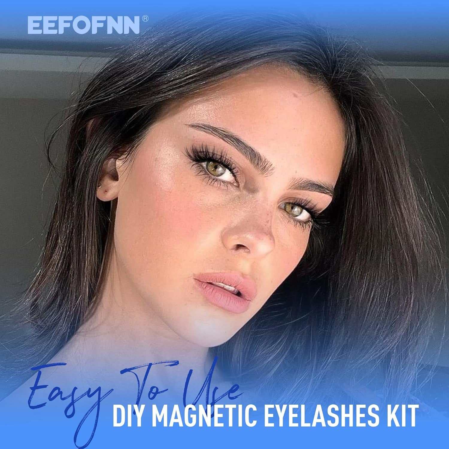 Magnetic Eyelashes with Applicator Magnetic Lashes Fluffy Magnetic Eyelashes without Eyeliner Natural Look Cat Eye Eyelashes Magnetic Lashes with Clamp Reusable No Glue False Eyelashes by