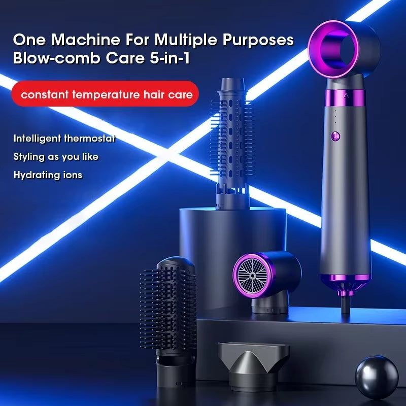 5 in 1 Hair Dryer Brush Hot Air Brush & Volumizer Styler Set with Interchangeable Brush Head Negative Ionic Blow Dryer