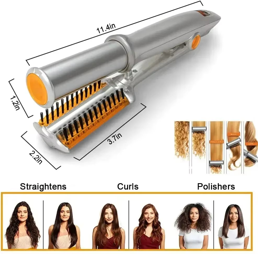 Professional Hairs Curler Straighter 2 in 1 Rotating Hair Brush Curler Styler Hair Styling Tools Curling Iron Straighting Brush