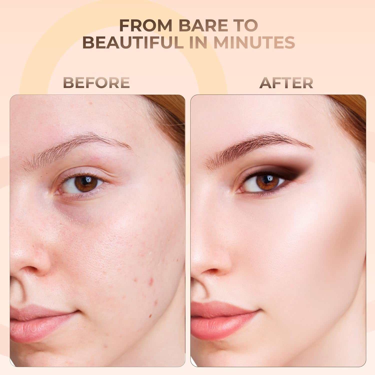 5Pc KIT W/Face BRUSH (PINK BISQUE) Mineral Makeup Kit Set Full Size Powder Bare Skin Matte Foundation