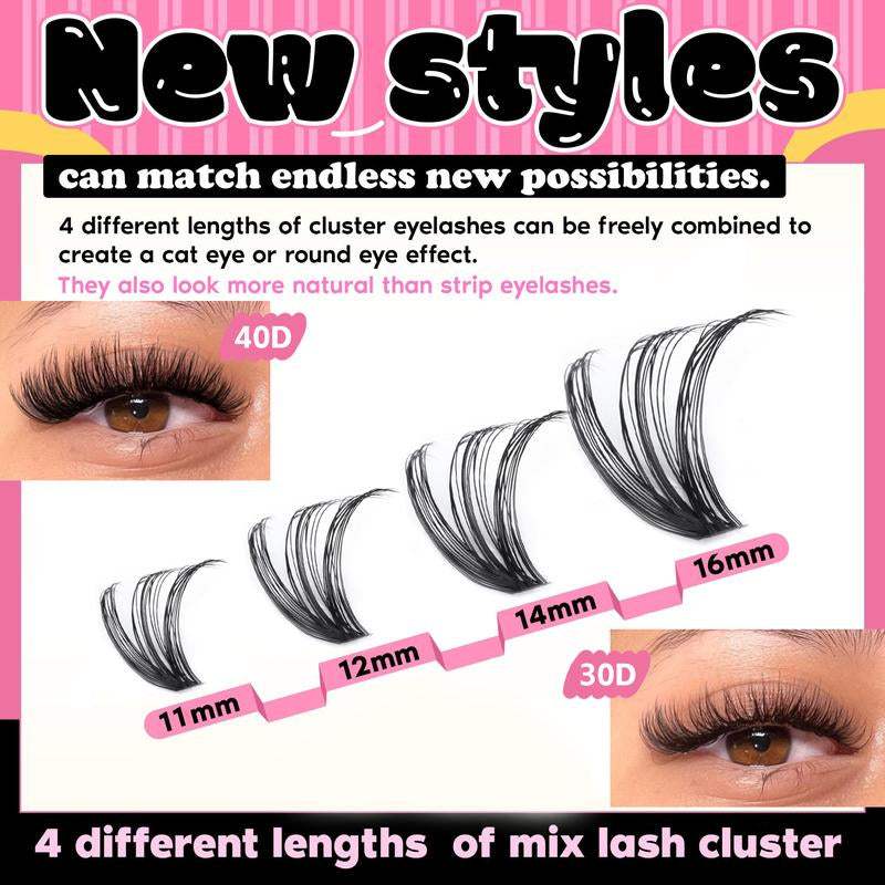 9-16mm DIY Lash Extension Kit: 280pcs Lash Clusters [Bond & Seal, Tweezers]