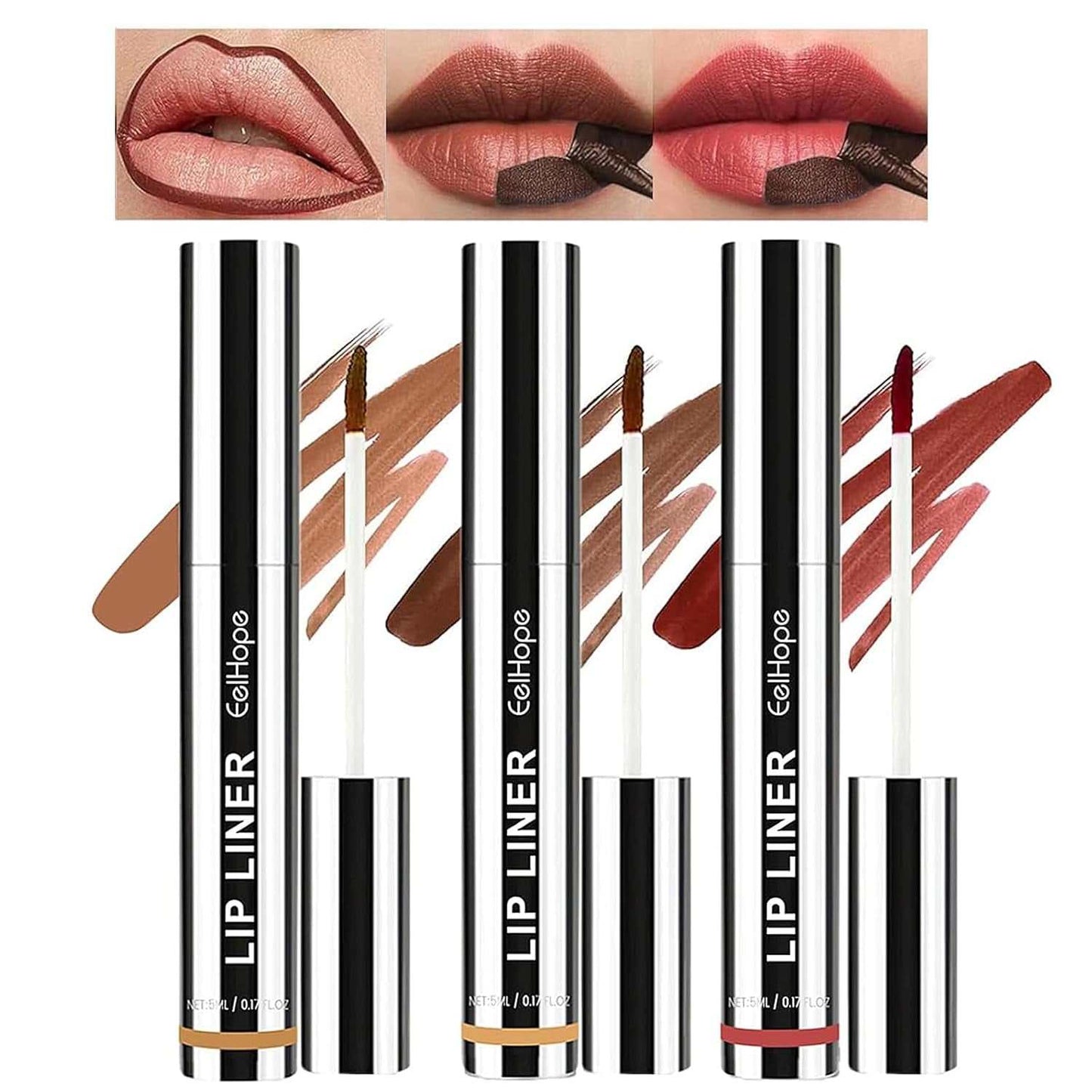 3 Colors Peel off Lip Liner Tattoo, Peel off Lip Stain with Matte Finish, Long Wear Tattoo Lip Liner Lipstick, Long Lasting, Waterproof, Transfer-Proof, Highly Pigmented Color