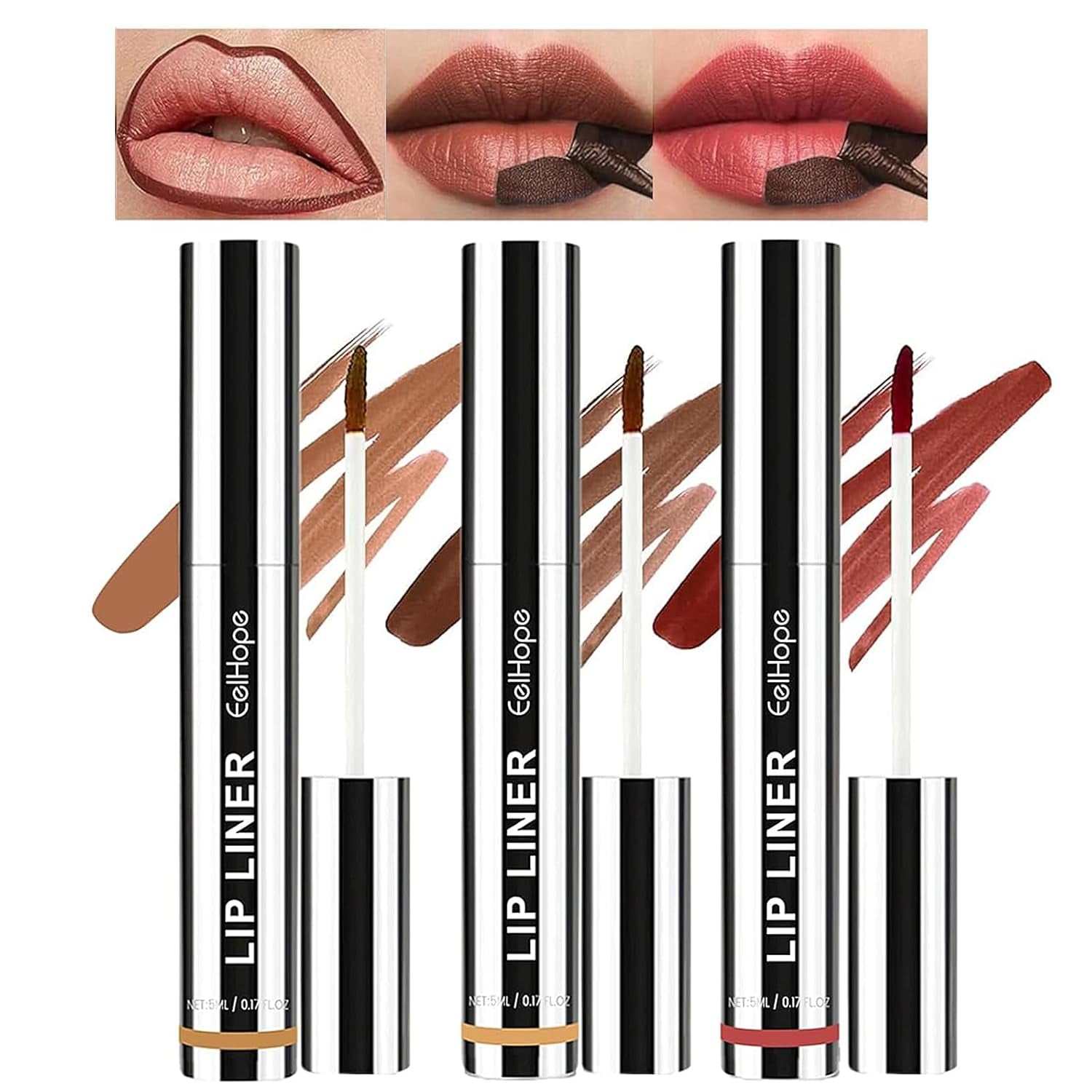 3 Colors Peel off Lip Liner Tattoo, Peel off Lip Stain with Matte Finish, Long Wear Tattoo Lip Liner Lipstick, Long Lasting, Waterproof, Transfer-Proof, Highly Pigmented Color