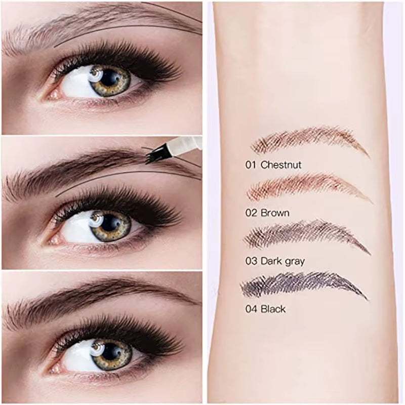 4-Tip Microblading Eyebrow Pen for Flawless, Waterproof Definition