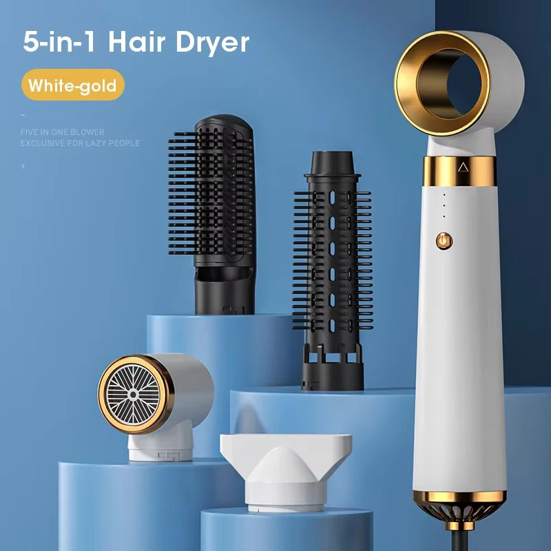 5 in 1 Hair Dryer Brush Hot Air Brush & Volumizer Styler Set with Interchangeable Brush Head Negative Ionic Blow Dryer