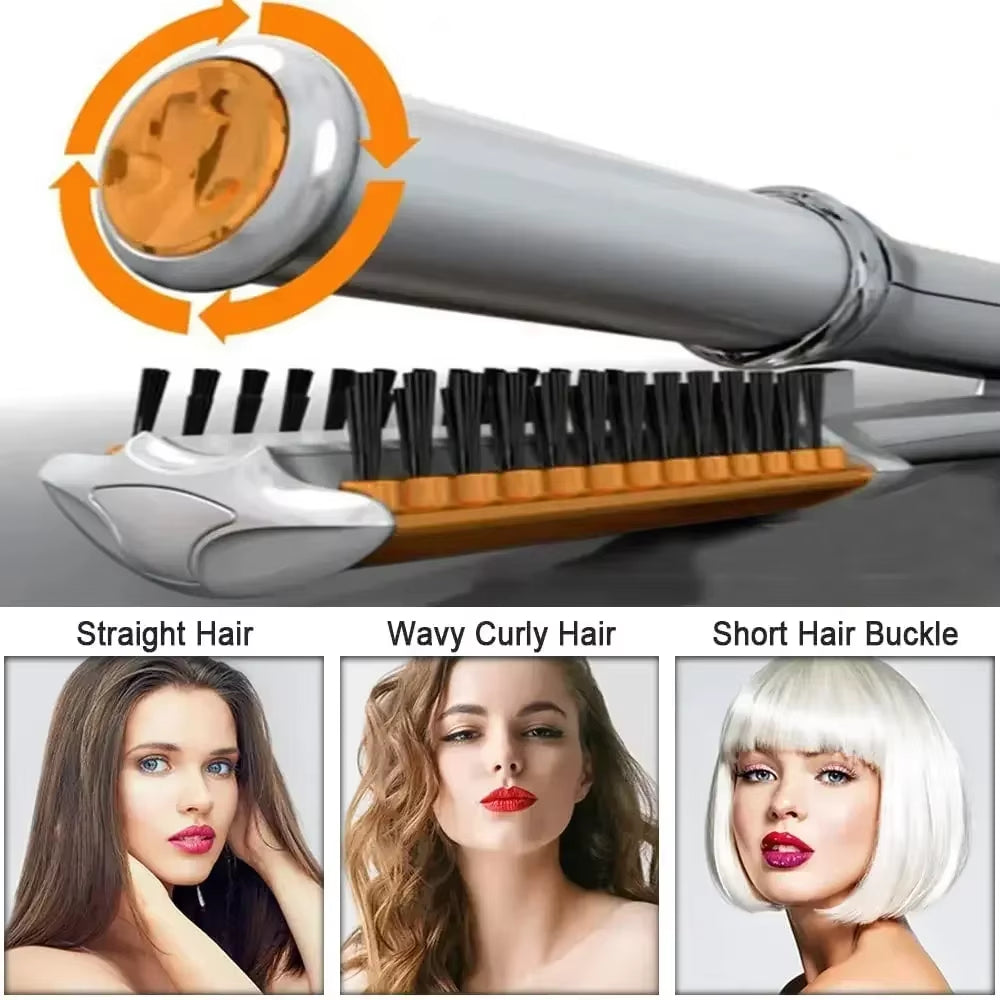 Professional Hairs Curler Straighter 2 in 1 Rotating Hair Brush Curler Styler Hair Styling Tools Curling Iron Straighting Brush