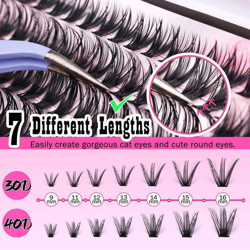 9-16mm DIY Lash Extension Kit: 280pcs Lash Clusters [Bond & Seal, Tweezers]