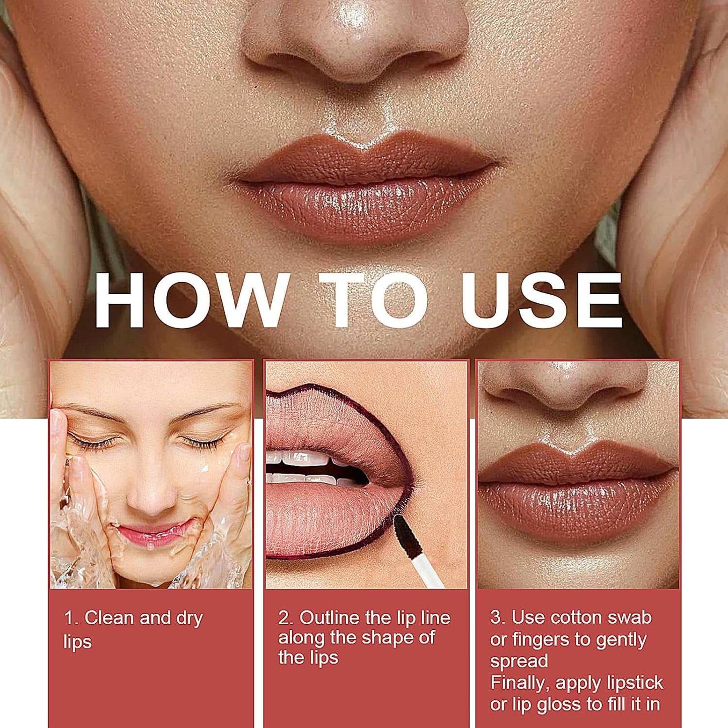 3 Colors Peel off Lip Liner Tattoo, Peel off Lip Stain with Matte Finish, Long Wear Tattoo Lip Liner Lipstick, Long Lasting, Waterproof, Transfer-Proof, Highly Pigmented Color