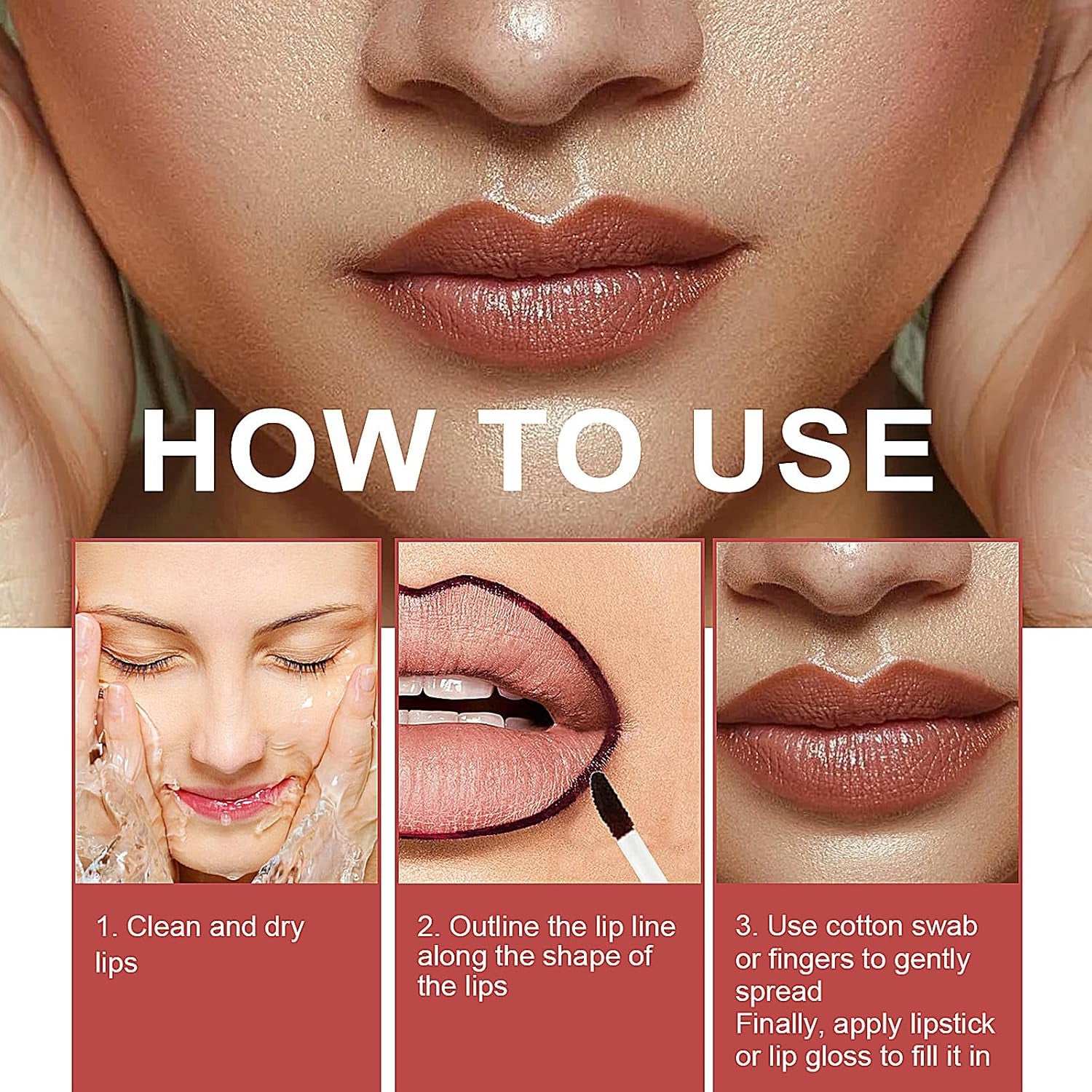 3 Colors Peel off Lip Liner Tattoo, Peel off Lip Stain with Matte Finish, Long Wear Tattoo Lip Liner Lipstick, Long Lasting, Waterproof, Transfer-Proof, Highly Pigmented Color